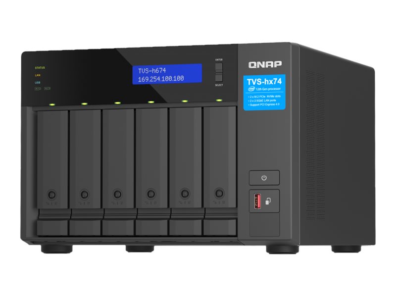 QNAP TVS-H674 - NAS-Server - 6 Schchte - SATA 6Gb/s - RAID RAID 0, 1, 5, 6, 10, 50, JBOD, RAID TP, TM - RAM 32 GB