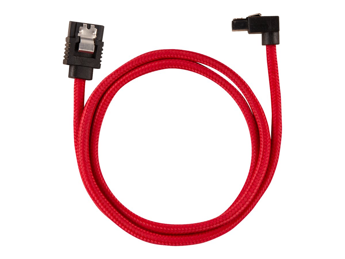 CORSAIR - SATA-Kabel - Serial ATA 150/300/600 - SATA (M) gerade, verriegelt zu SATA (M) rechtwinklig - 60 cm - Rot (Packung mit 
