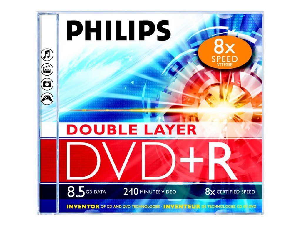 Philips DR8S8J05C - 5 x DVD+R DL - 8.5 GB (240 Min.) 8x - Jewel Case (Schachtel)