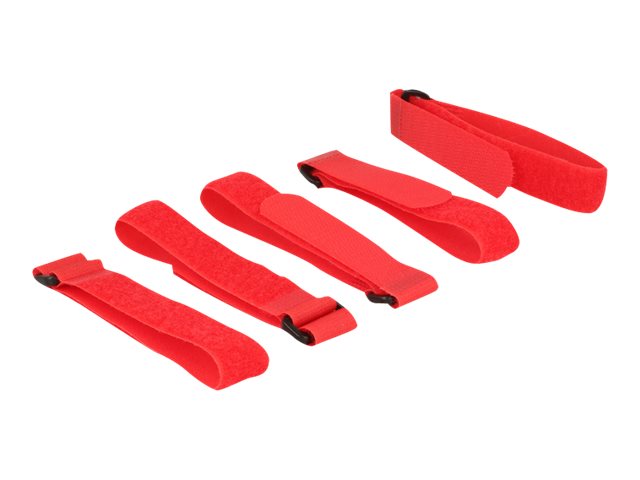 DeLOCK - Klettverschluss - 30 cm - Rot (Packung mit 5)