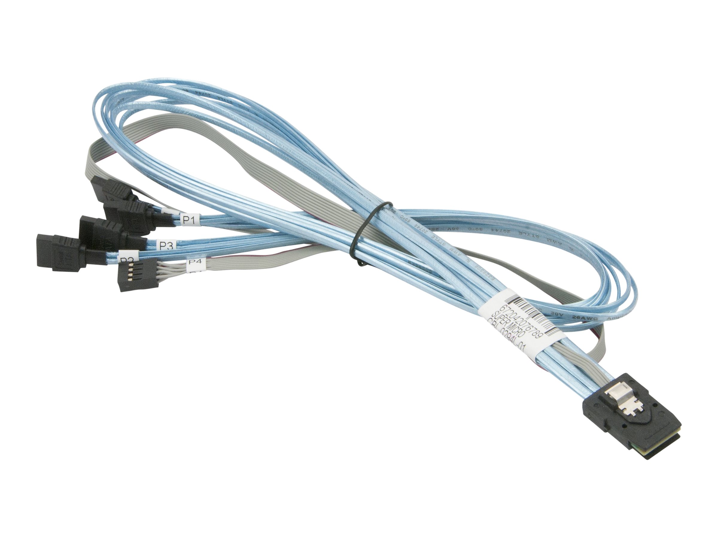 Supermicro - SATA- / SAS-Kabel - mit Sidebands - Überkreuzung - 36 PIN 4iMini MultiLane (M) zu SATA (W) - 70 cm
