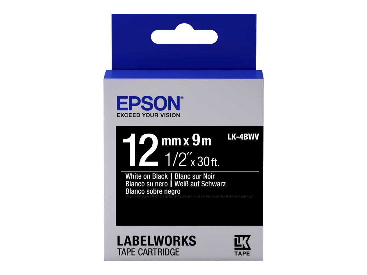 Epson LabelWorks LK-4BWV - Weiss auf Schwarz - Rolle (1,2 cm x 9 m) 1 Kassette(n) Etikettenband - fr LabelWorks LW-1000, 300, 4