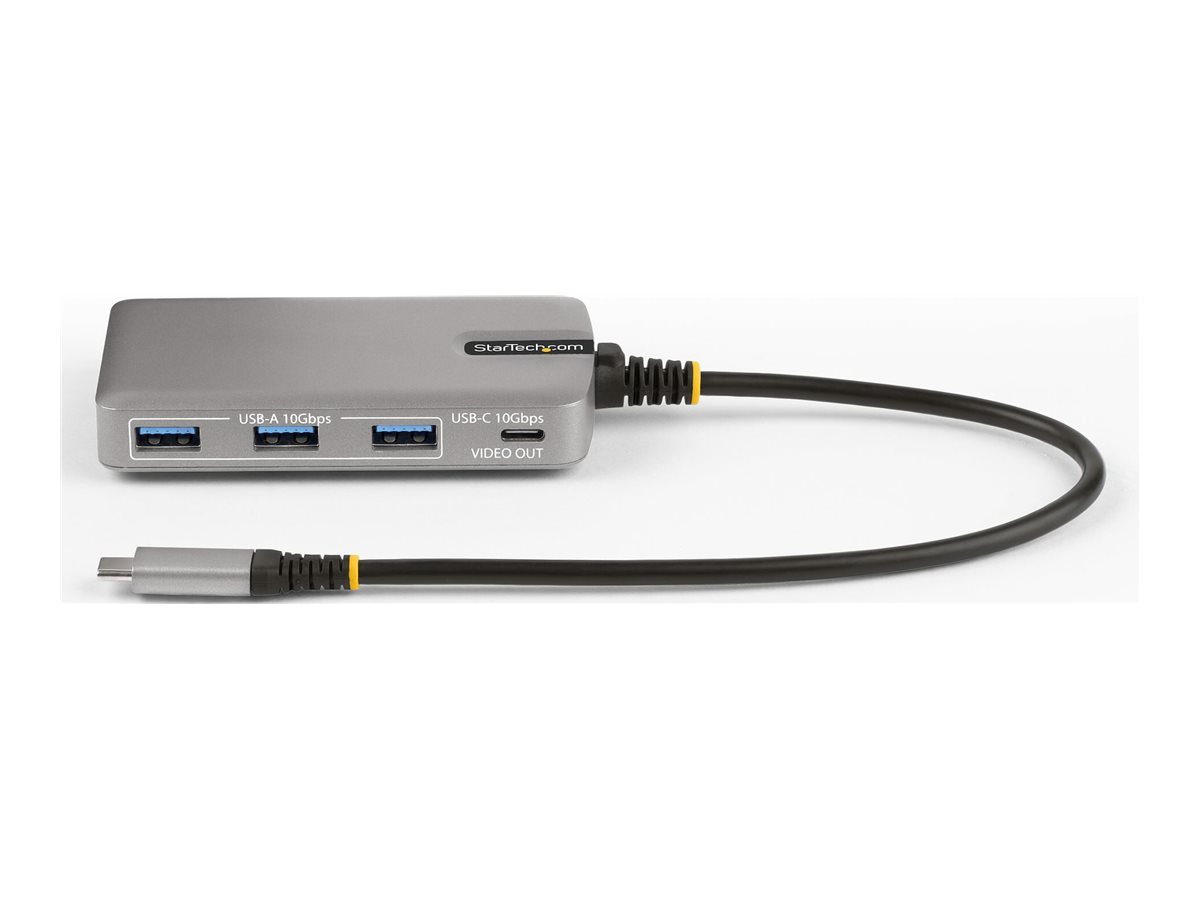 StarTech.com 4-Port USB-C Hub with USB-C DP Alt Mode Video Output 4K 60Hz, 3x USB-A, 1x USB-C, 100W Power Delivery Pass-Through,
