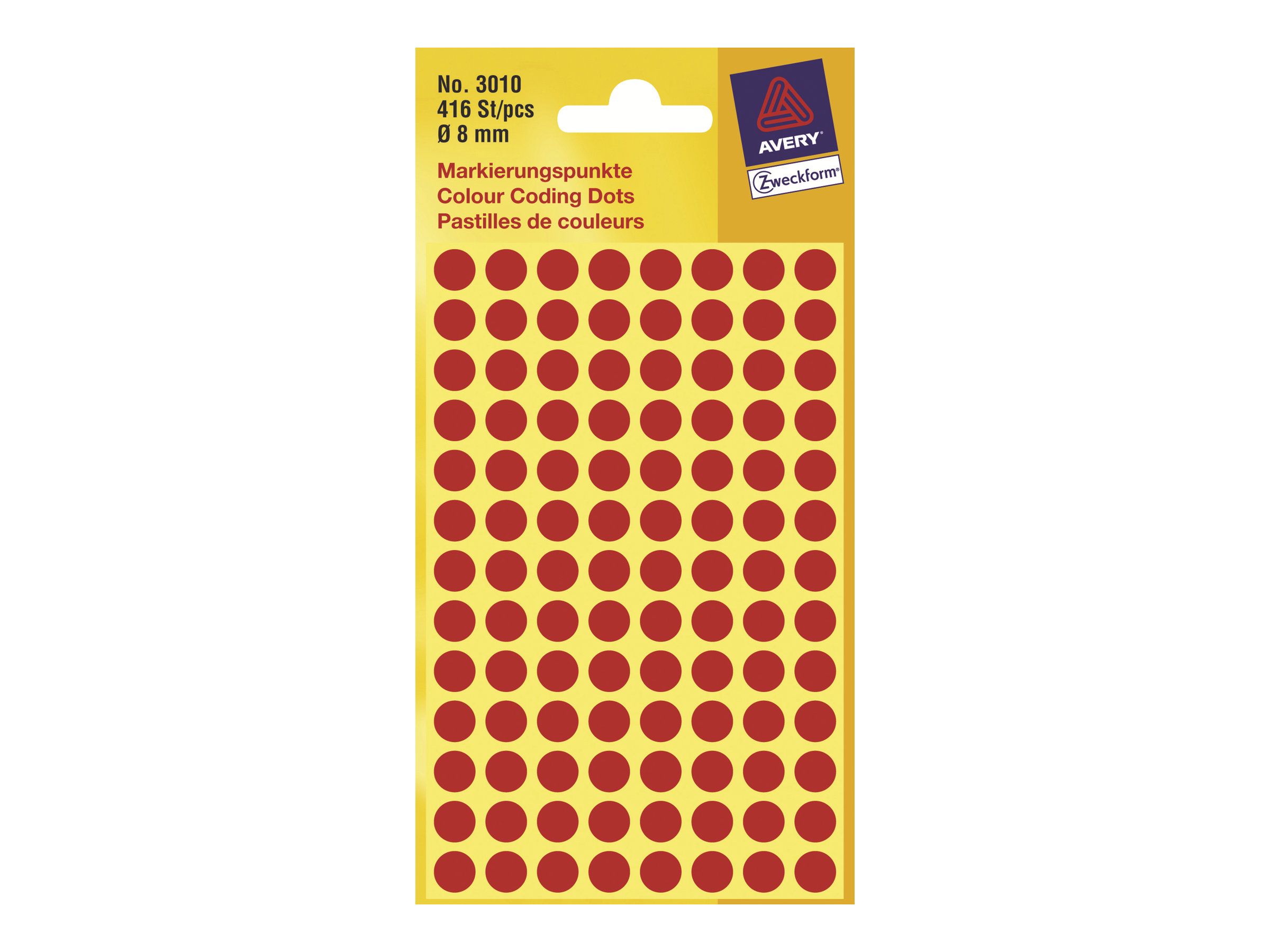 Avery Zweckform - Selbstklebend - Rot - 8 mm rund 416 Etikett(en) (4 Bogen x 104) runde Etiketten