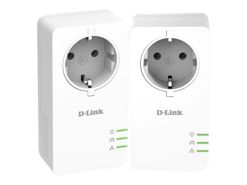 D-Link PowerLine AV2 1000 HD Gigabit Passthrough Kit DHP-P601AV - Powerline Adapterkit - GigE, HomePlug AV (HPAV) 2.0, IEEE 1901