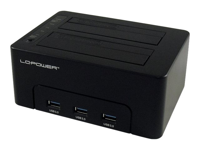 LC Power LC-DOCK-U3-HUB - HDD-Dockingstation mit Netzanzeige, 3-Port-USB-Hub, Ein/Aus-Schalter, Klon-Funktion Schchte: 2 - 2,5