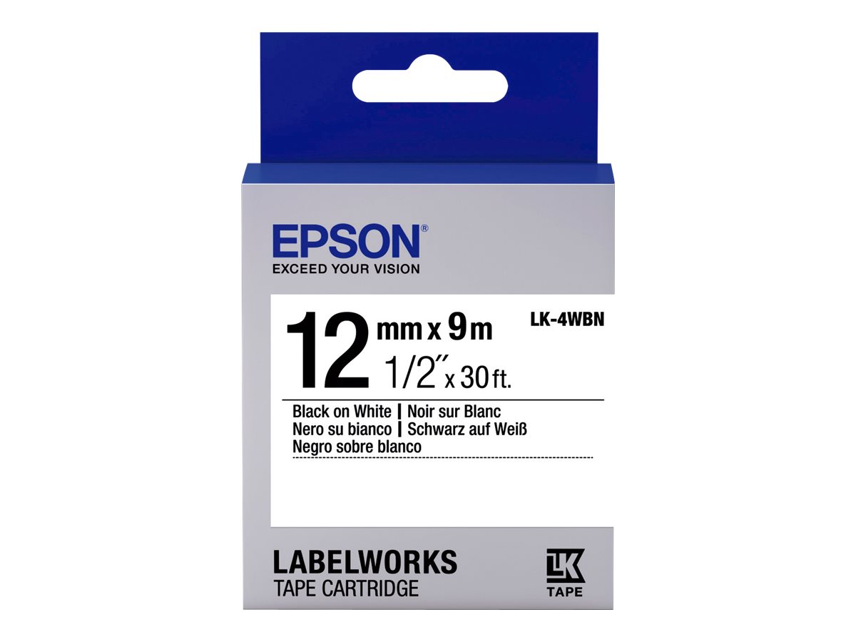 Epson LabelWorks LK-4WBN - Schwarz auf Weiss - Rolle (1,2 cm x 9 m) 1 Kassette(n) Etikettenband - fr LabelWorks LW-1000, 300, 4