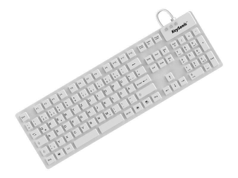 KeySonic KSK-8030 IN - Tastatur - USB - QWERTZ - Schweiz - Schwarz, weiss