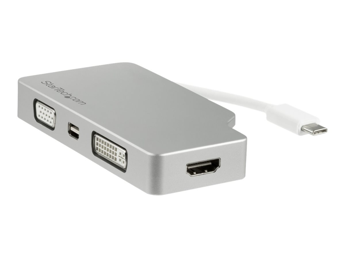 StarTech.com Aluminium Reise A/V Adapter 4-in-1 USB-C auf VGA, DVI, HDMI oder mDP - USB Type-C Adapter - 4K - Videoadapter - 24 
