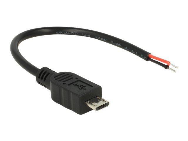 Delock - Stromkabel - ohne Stecker zu Mikro-USB Typ B (nur Strom) (M) - 10 cm - Schwarz