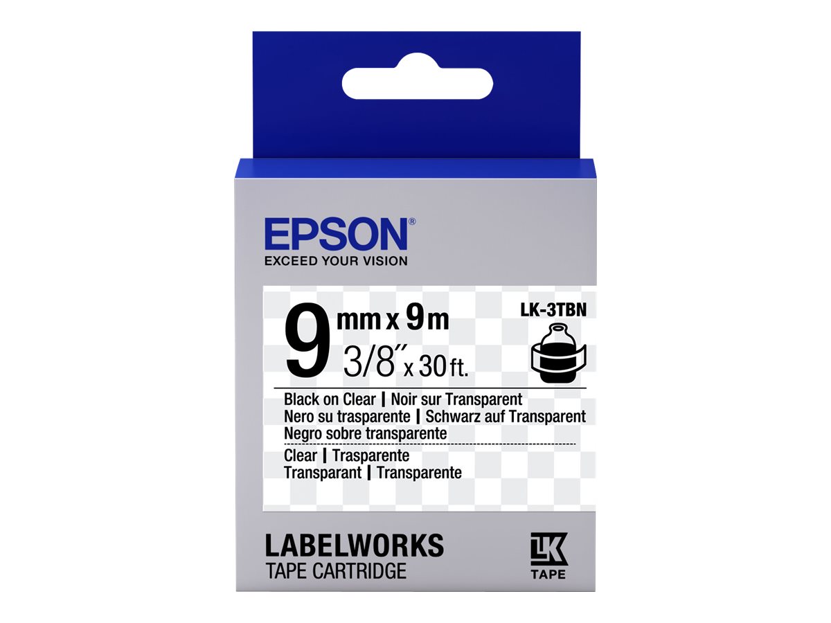 Epson LabelWorks LK-3TBN - Schwarz auf TranErsatzteilnt - Rolle (0,9 cm x 9 m) 1 Kassette(n) Etikettenband - fr LabelWorks LW-1