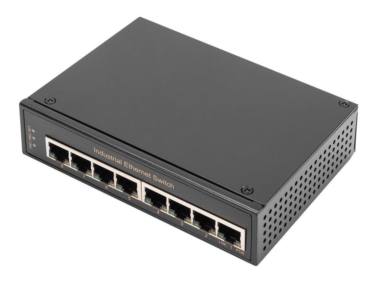 DIGITUS DN-651108 - Switch - industriell, Gigabit - unmanaged - 8 x 10/100/1000 - an DIN-Schiene montierbar