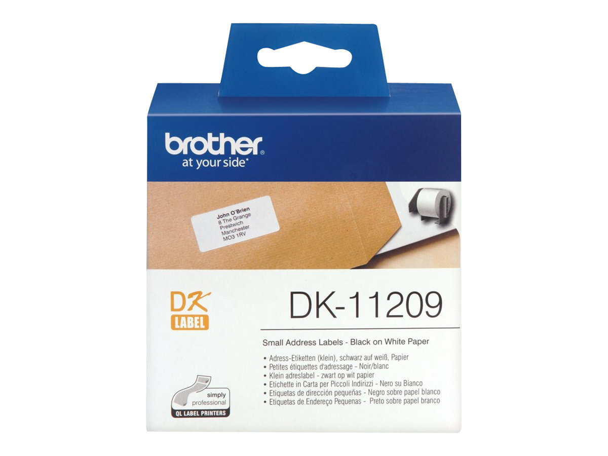 Brother DK-11209 - Schwarz auf Weiss - 800) Adressetiketten - fr Brother QL-1050, 1060, 1110, 500, 550, 560, 570, 580, 600, 650