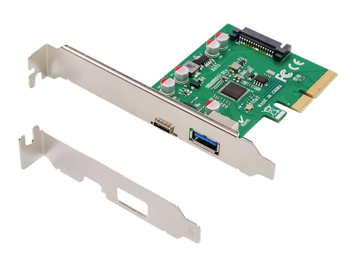 DIGITUS DS-30225 - USB-Adapter - PCIe 2.0 x4 Low-Profile - USB-C 3.1 x 1 + USB 3.1 Gen 2 x 1