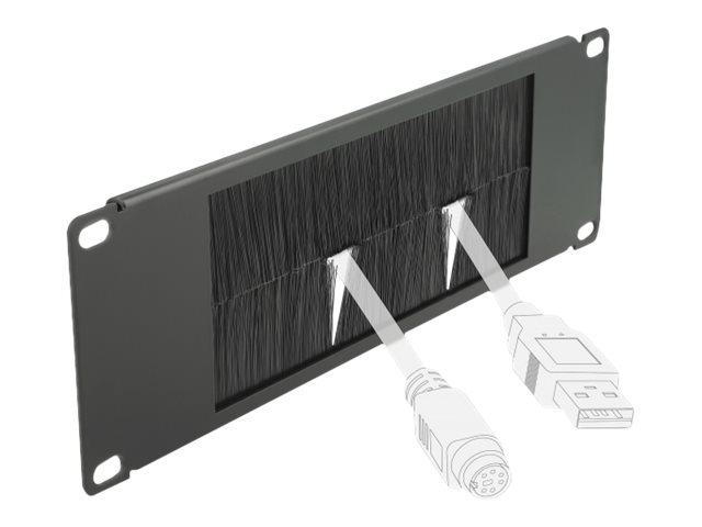 DeLOCK Cable Management Brush Strip - Kabelfhrungspanel mit Brste - Schwarz - 2U - 25.4 cm (10