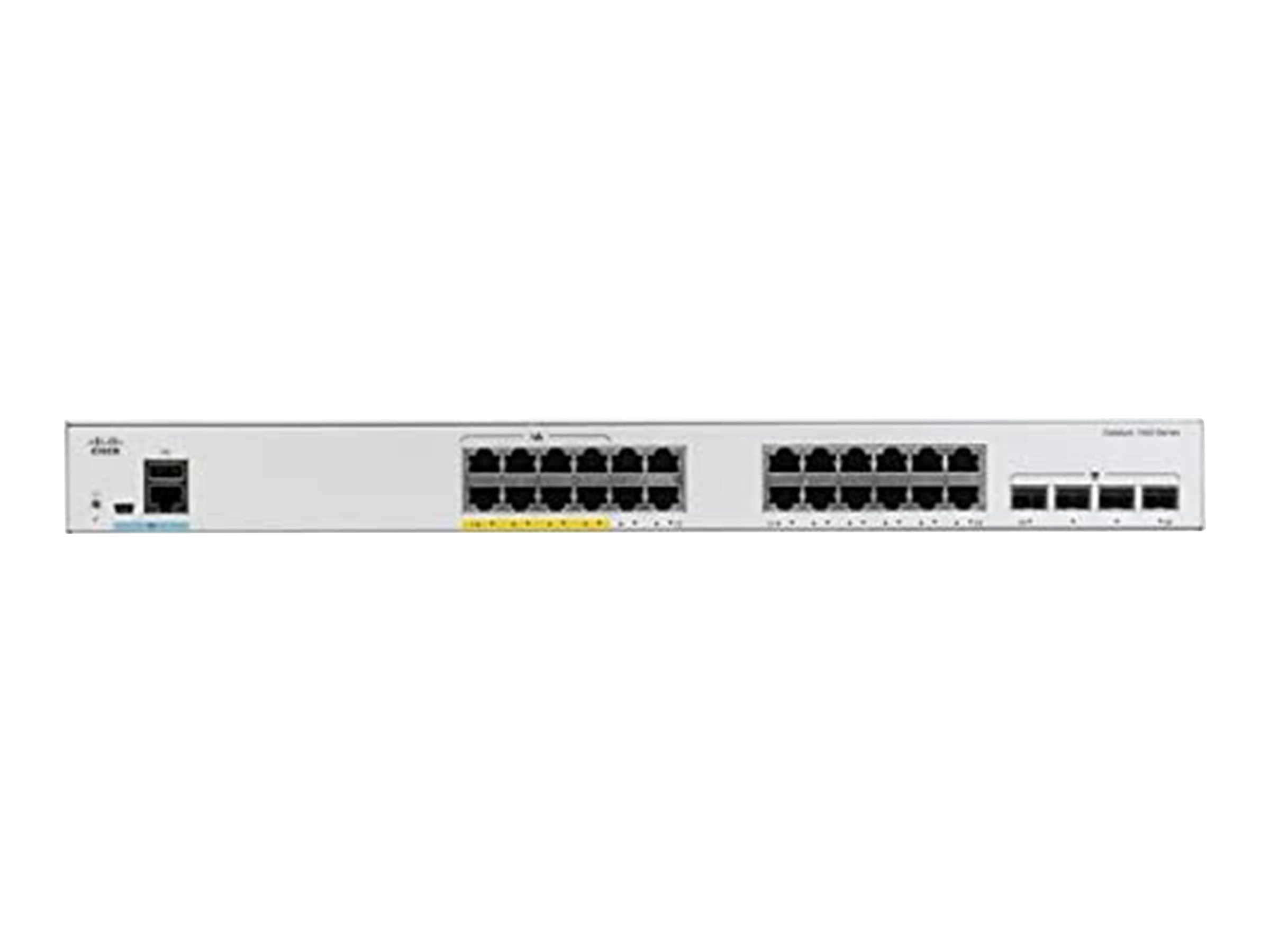 Cisco Catalyst 1000-24FP-4G-L - Switch - managed - 24 x 10/100/1000 (PoE+) + 4 x Gigabit SFP (Uplink) - an Rack montierbar - PoE