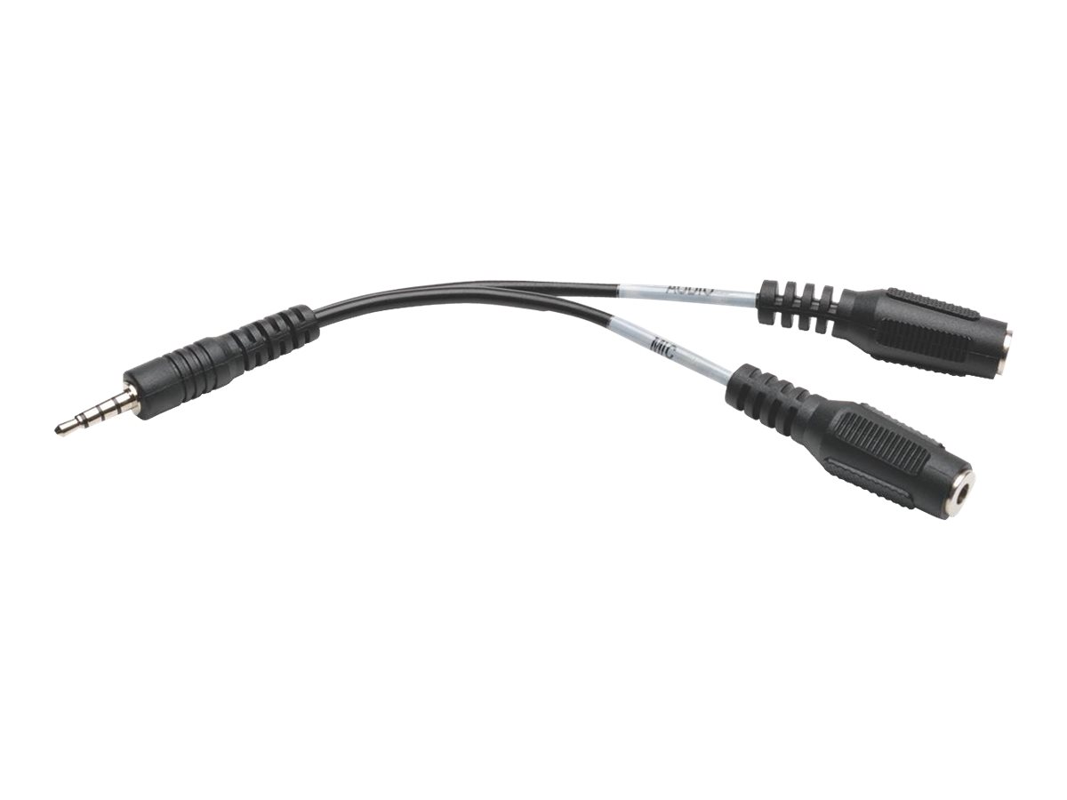 Eaton Tripp Lite Series 3.5 mm 3-Position to 3.5 mm 4-Position Audio Headset Splitter Adapter Cable (2xF/M), 6 in. (15.2 cm) - H