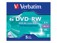 Verbatim DataLifePlus - 5 x DVD-RW - 4.7 GB 4x - Jewel Case (Schachtel)
