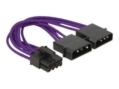 Delock - Netzteil - interne Stromversorgung, 4-polig (M) zu 8-poliger PCIe Power (M) - 15 cm - lila