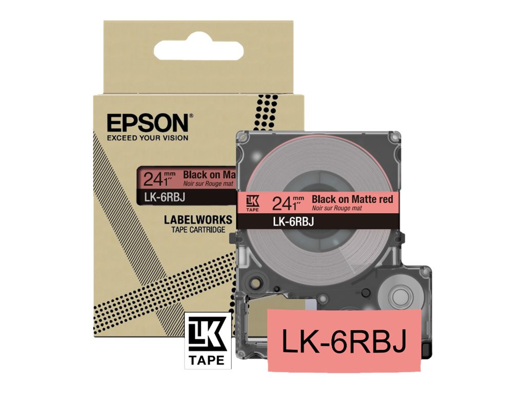 Epson LabelWorks LK-6RBJ - Schwarz auf Mattrot - Rolle (2,4 cm x 8 m) 1 Kassette(n) Hngebox - Bandkassette - fr LabelWorks LW-