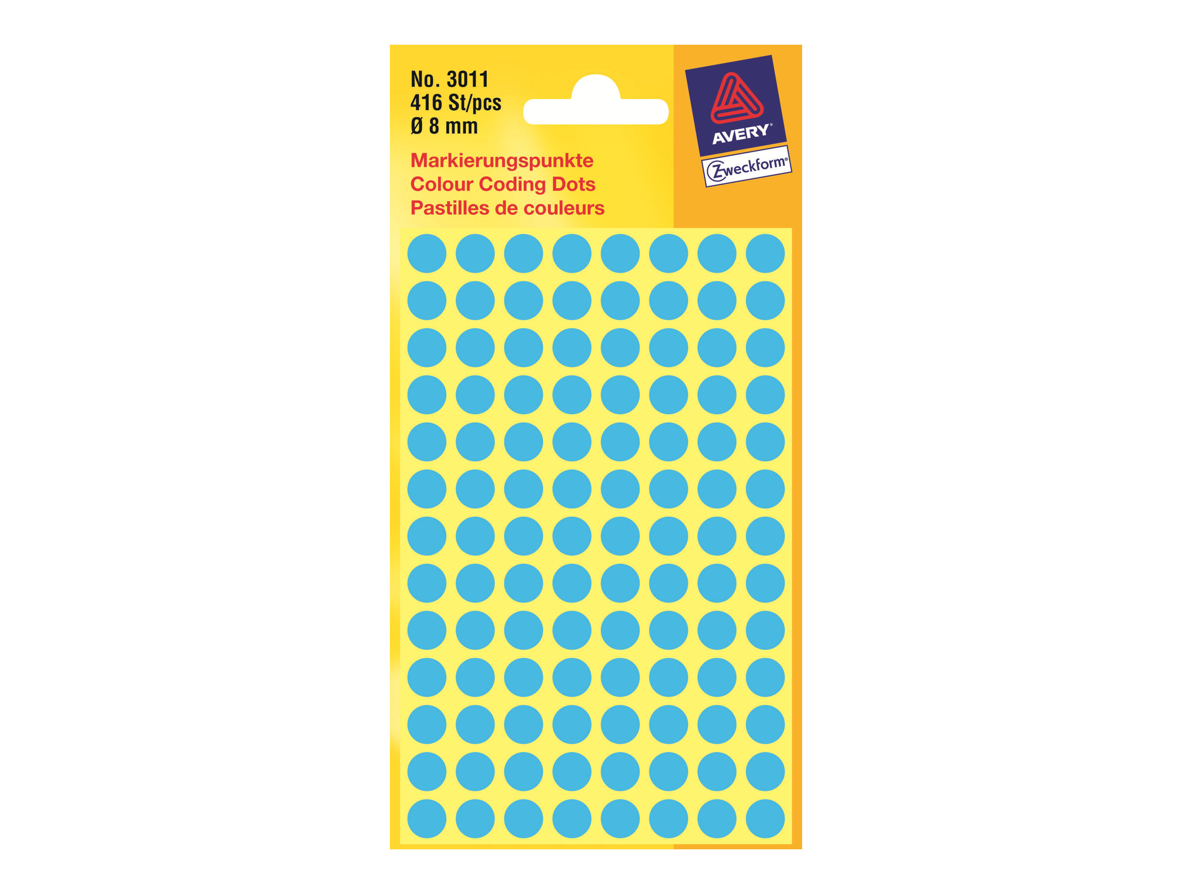 Avery Zweckform - Selbstklebend - Blau - 8 mm rund 416 Etikett(en) (4 Bogen x 104) runde Etiketten