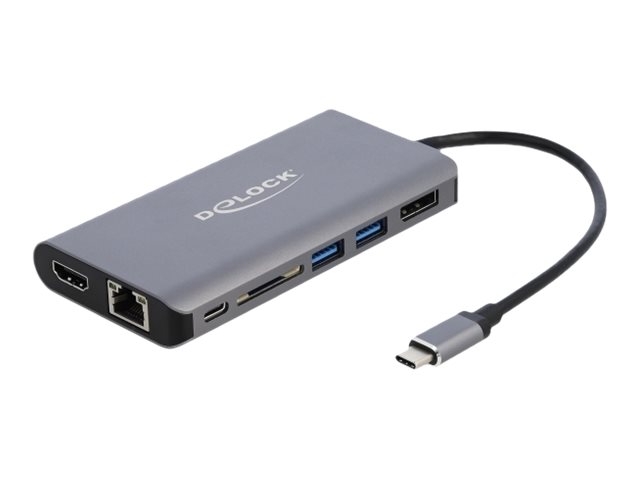 DeLOCK - Externer Videoadapter - USB-C 3.1 Gen 1 - HDMI, DisplayPort, RJ-45, USB 3.0 - Grau - retail
