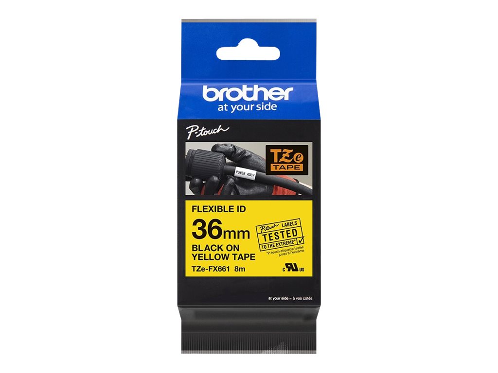Brother TZe-FX661 - Schwarz auf Gelb - Rolle (3,6 cm x 8 m) 1 Kassette(n) Flexitape - fr P-Touch PT-3600, 530, 550, 9200, 9400,