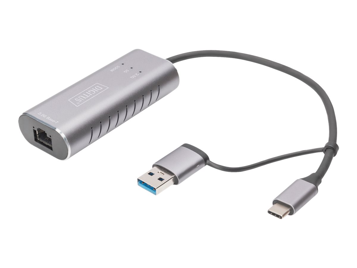 DIGITUS DN-3028 - Netzwerkadapter - USB-C / USB-A - 2.5GBase-T - Grau