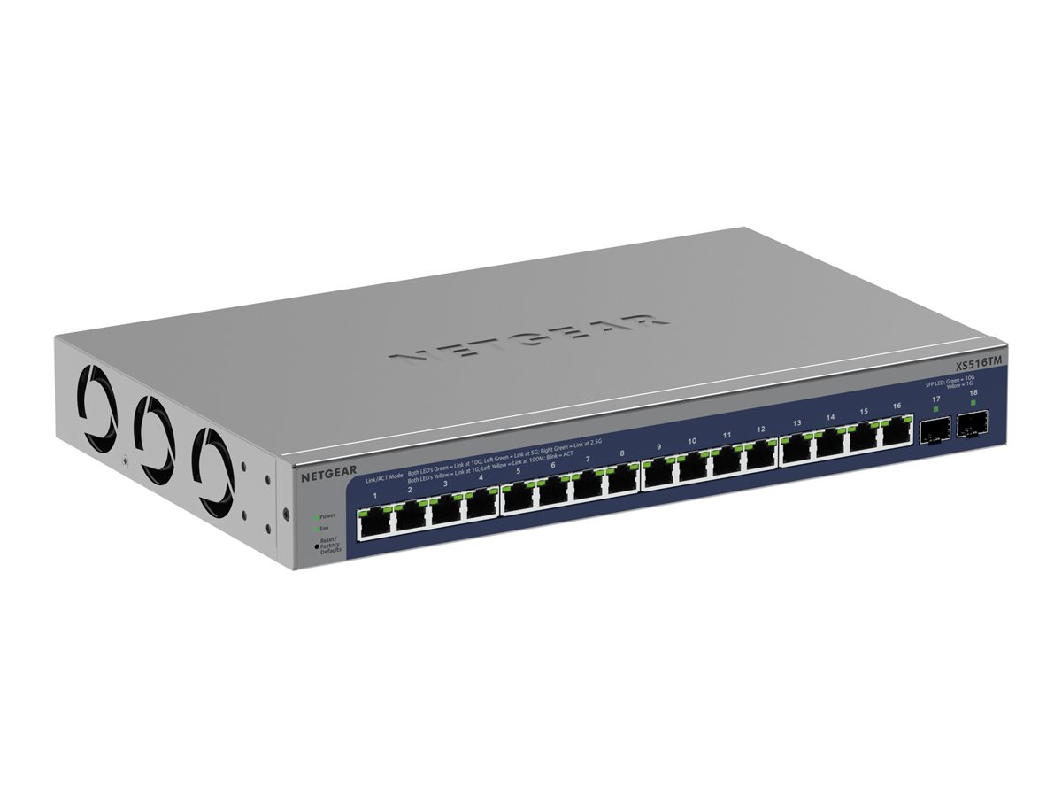 NETGEAR S3600 Series XS516TM - Switch - 2+/L3 Lite - Smart - 16 x 10/25 Gigabit Ethernet + 2 x 10 Gb Ethernet SFP+ (Uplink) - De