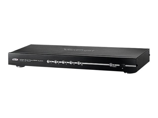 ATEN VanCryst VS482 4-Port Dual View HDMI Switch - Video/Audio-Schalter - Desktop, an Rack montierbar