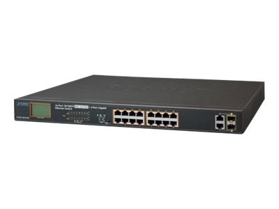 PLANET FGSW-1822VHP - Switch - unmanaged - 16 x 10/100 (PoE+) + 2 x Kombi-Gigabit-SFP - Desktop - PoE+ (300 W)