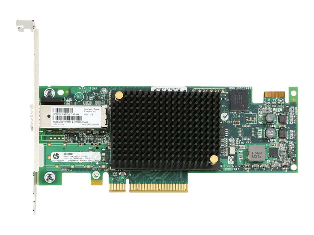 HPE StoreFabric SN1100E - Hostbus-Adapter - PCIe 3.0 x8 Low-Profile - 16Gb Fibre Channel x 1 - fr ProLiant DL360p Gen8, DL380p 