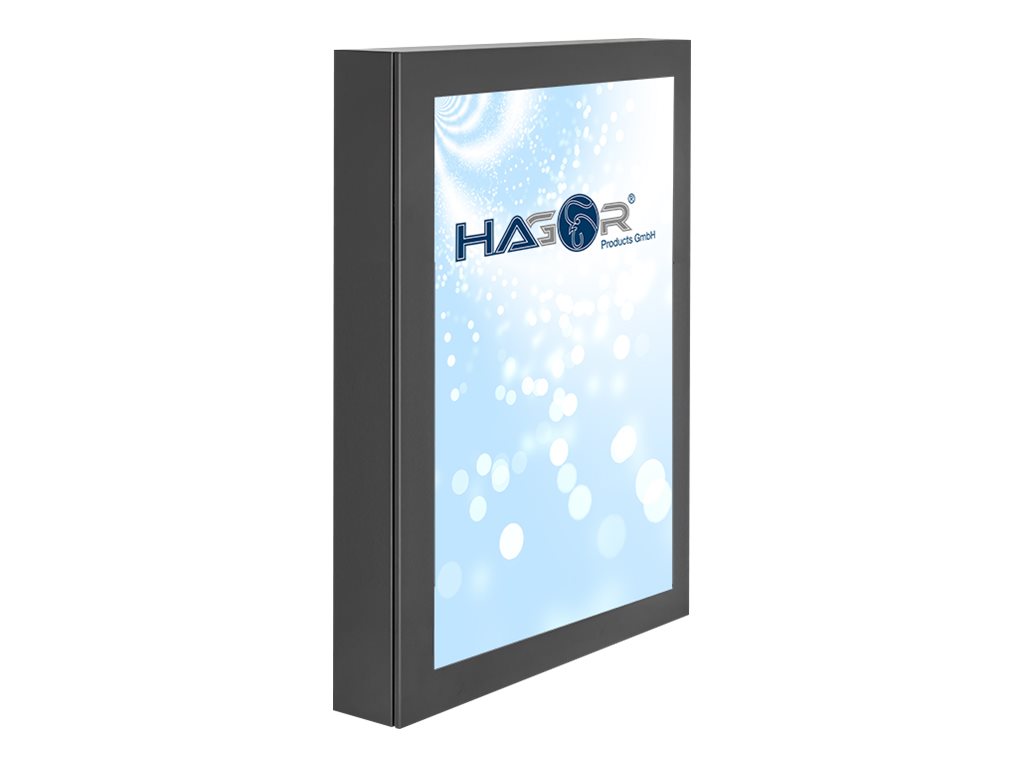 HAGOR ScreenOut Pro L Portrait - Klammer - für LCD-Display - verriegelbar - Stahl, laminiertes Sicherheitsglas - Dunkelgrau, RAL