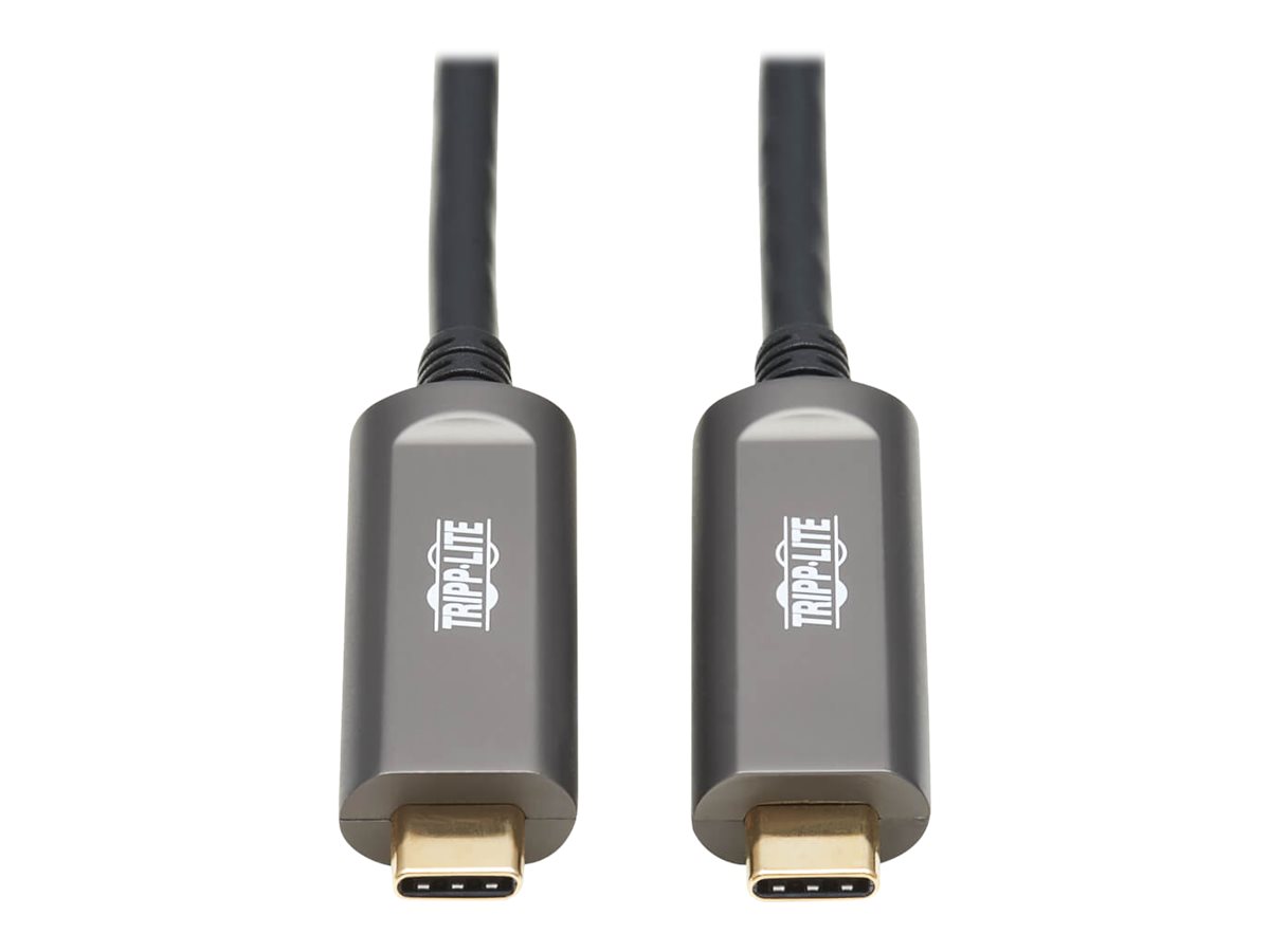 Tripp Lite USB-C AOC Cable (M/M) - USB 3.2 Gen 2 (10 Gbps) Plenum-Rated Fiber Active Optical Cable - Data Only, Black, 15 m - US