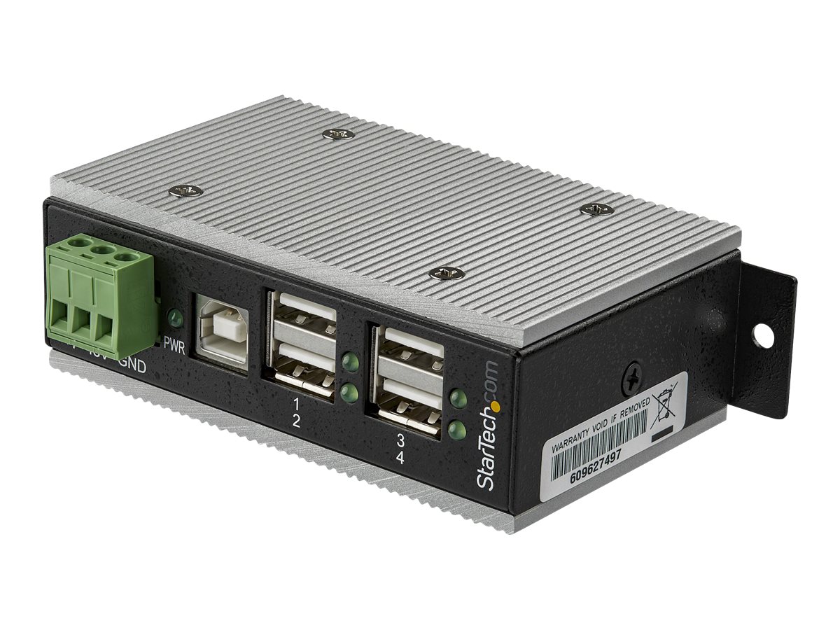 StarTech.com HB20A4AME USB 2.0 Hub (4-Port Industrial USB 2.0 Hub mit ESD-Schutz, 350W berspannungsschutz , Wandmontage) - Hub 