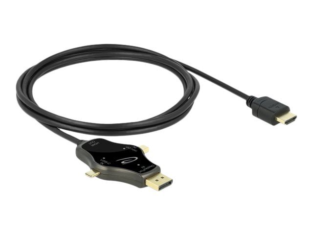 Delock 3 in 1 - Videoadapter - DisplayPort, Mini DisplayPort, 24 pin USB-C mnnlich zu HDMI mnnlich - 1.75 m - Anthrazit - 4K U