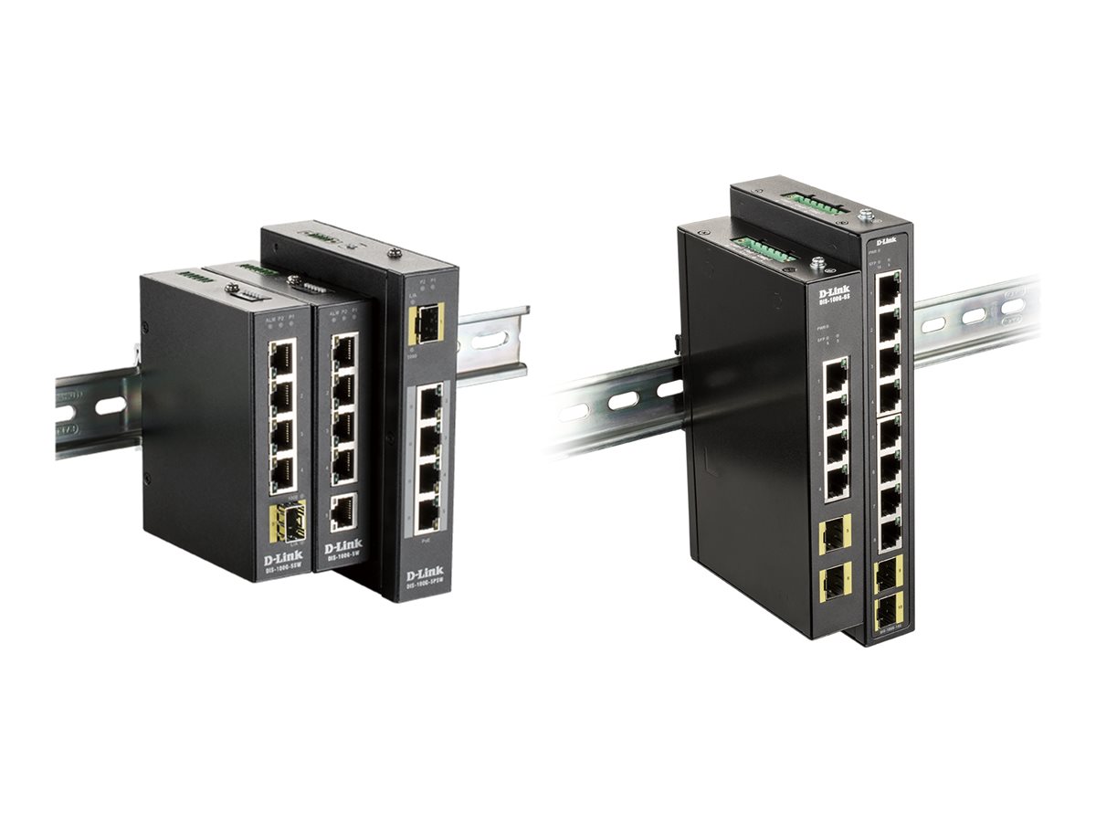 D-Link DIS 100G-6S - Switch - unmanaged - 4 x 10/100/1000 + 2 x 100/1000 SFP - an DIN-Schiene montierbar, wandmontierbar