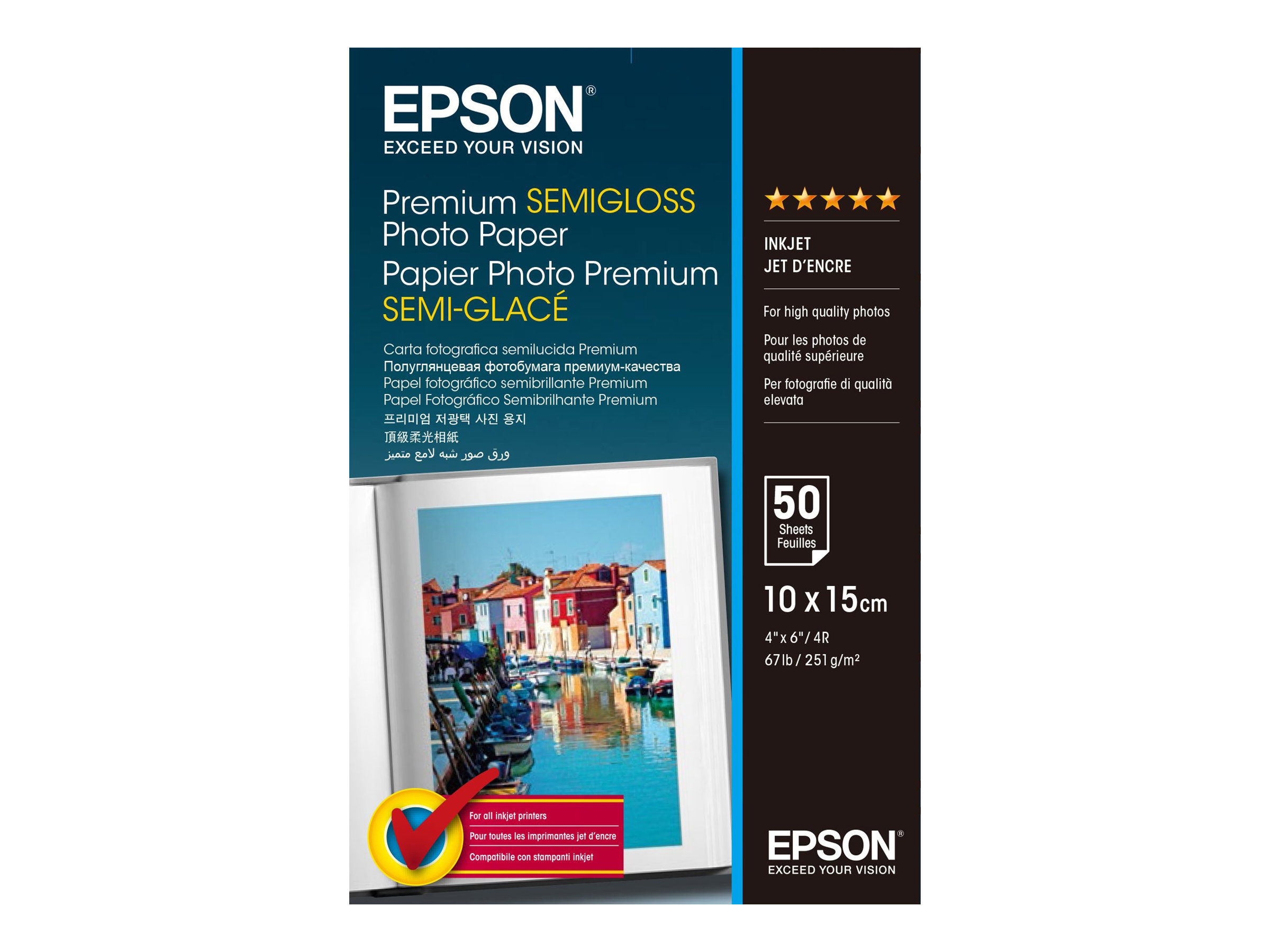 Epson Premium Semigloss Photo Paper - Halbglnzend - 100 x 150 mm - 251 g/m - 50 Blatt Fotopapier - fr EcoTank ET-2750, 2751, 