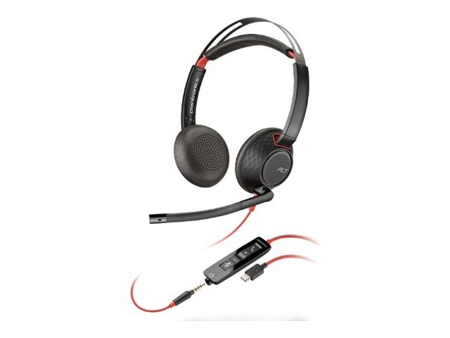 Poly Blackwire 5220 - Headset - On-Ear - kabelgebunden - aktive Rauschunterdrckung - 3,5 mm Stecker, USB-C