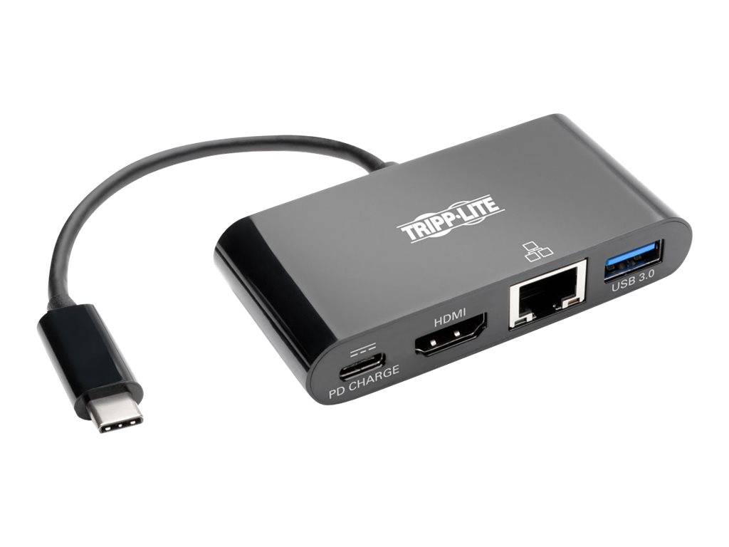 Tripp Lite USB C to HDMI Multiport Video Adapter Converter w/ USB-A Hub, USB-C PD Charging Port & Gigabit Ethernet Port, Thunder