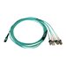 Eaton Tripp Lite Series 40/100/400G Multimode 50/125 OM3 Fiber Optic Cable (12F MTP/MPO-PC to 4x Duplex LC/PC F/M), LSZH, Aqua, 