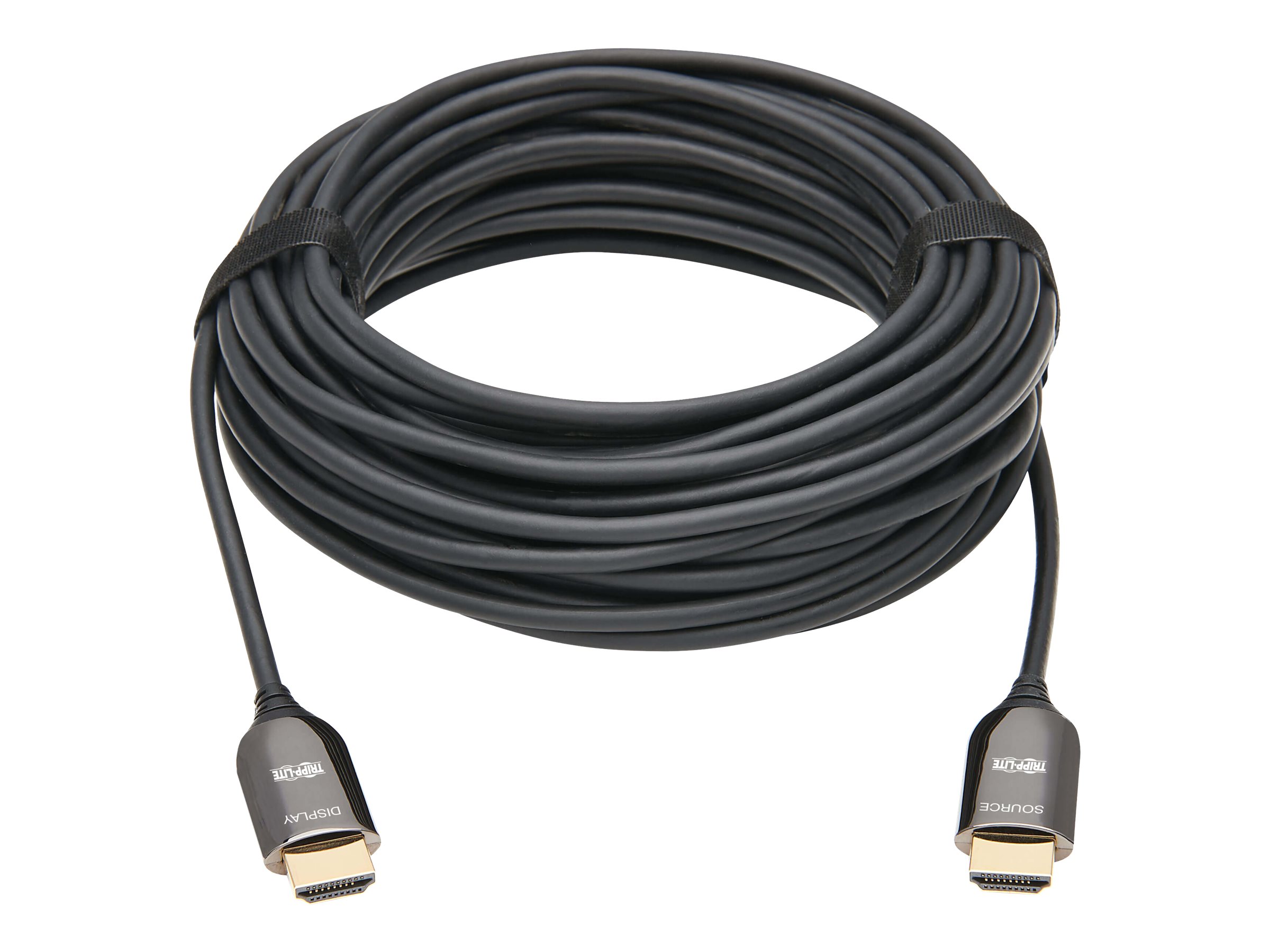 Tripp Lite Fiber Active Optical Cable (AOC) 8K HDMI Plenum-Rated - UHD @ 60 Hz, HDR, M/M, Black, 15 m - Ultra High Speed - HDMI-
