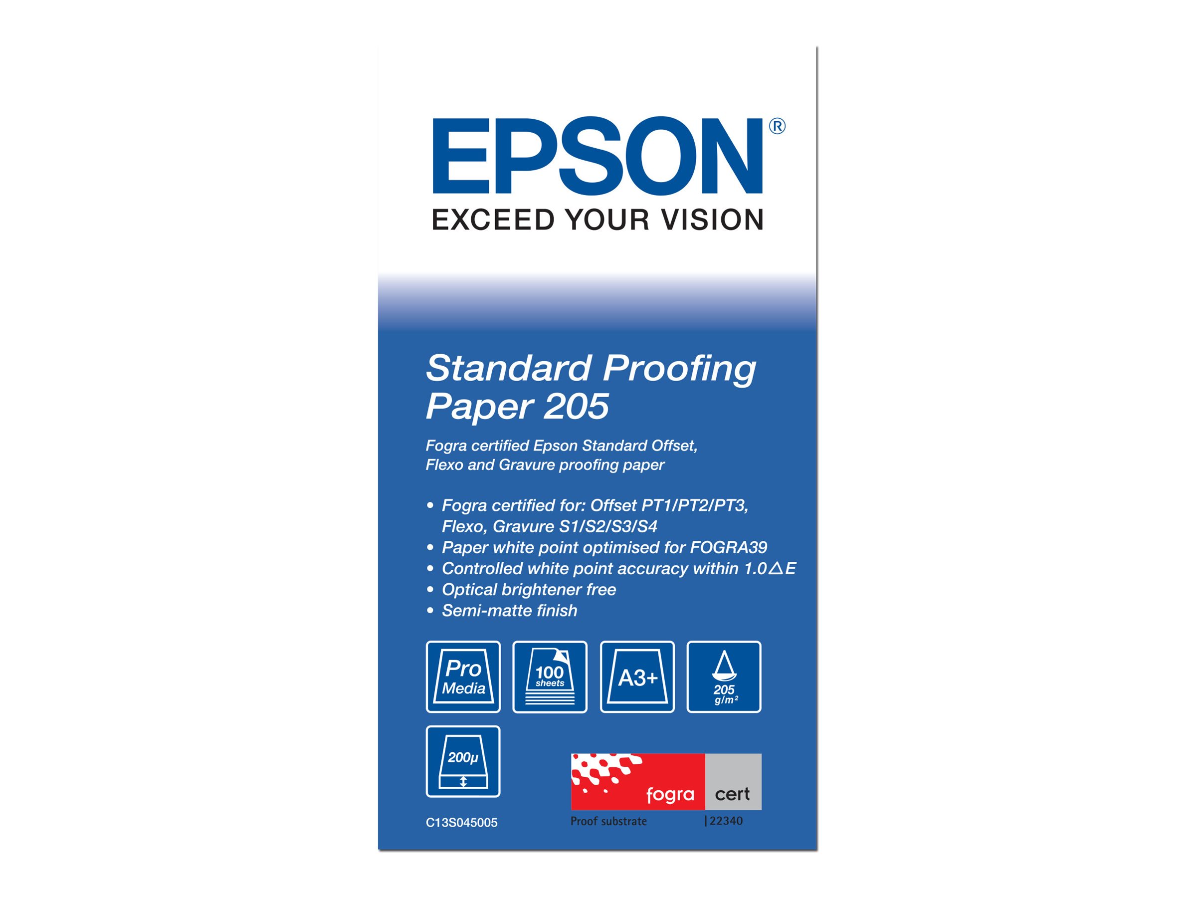 Epson Proofing Paper Standard - A3 plus (329 x 423 mm) 100 Blatt Proofing-Papier - fr SureColor P5000, P800, SC-P10000, P20000,