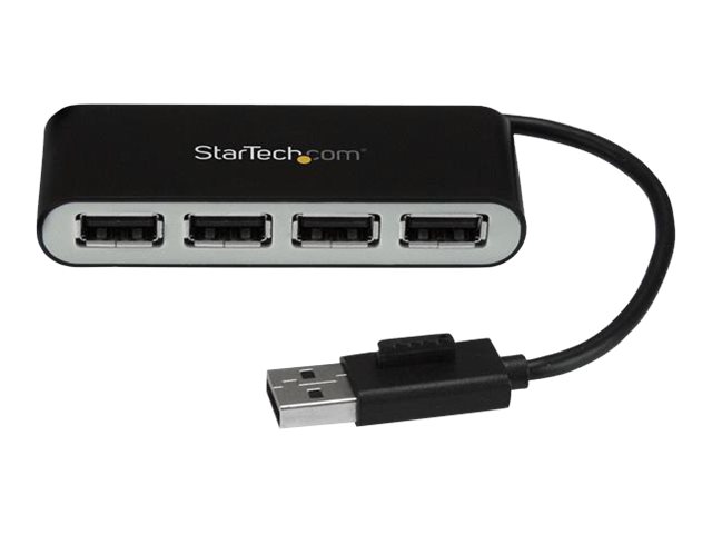 StarTech.com Mobiler 4-Port-USB 2.0-Hub mit integriertem Kabel - Kompakter Mini USB Hub - Hub - 4 x USB 2.0 - Desktop
