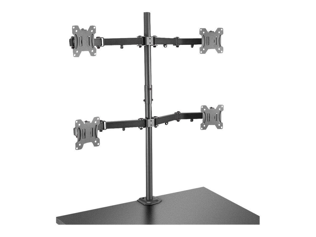 Lindy Quad Display Bracket w/ Pole & Desk Clamp - Befestigungskit - einstellbarer Arm - für 4 Monitore - Stahl - Schwarz
