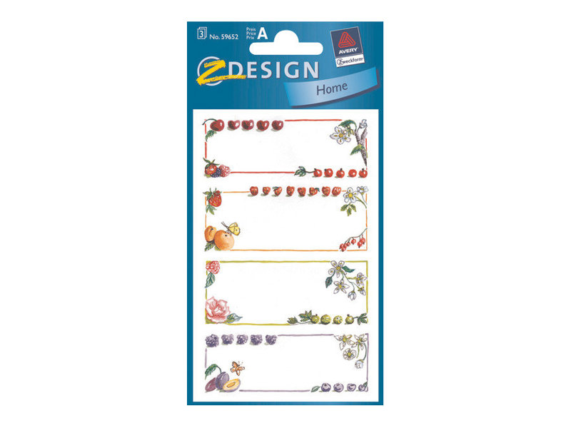 Avery Zweckform Z-Design Home - Papier - selbstklebend - Obstdekor - 12 Etikett(en) (3 Bogen x 4) Etiketten
