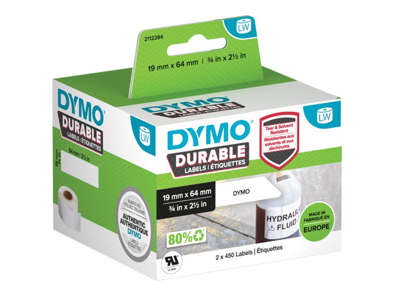 DYMO - Permanenter Klebstoff - 64 x 19 mm 900 Etikett(en) (2 Rolle(n) x 450) Etiketten - fr DYMO LabelWriter 310, 315, 320, 330