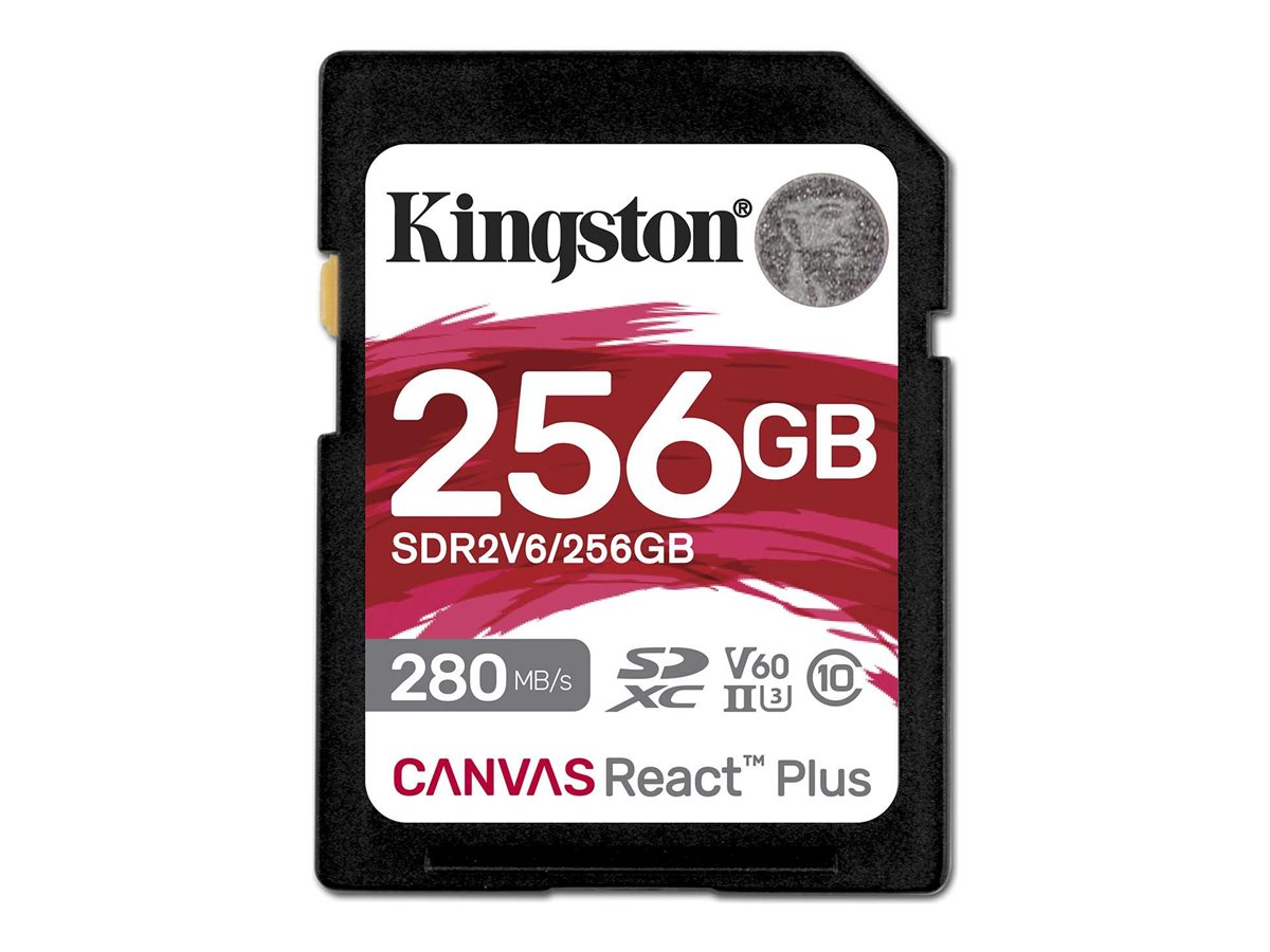 Kingston Canvas React Plus - Flash-Speicherkarte - 256 GB - Video Class V60 / UHS-II U3 / Class10 - SDXC UHS-II