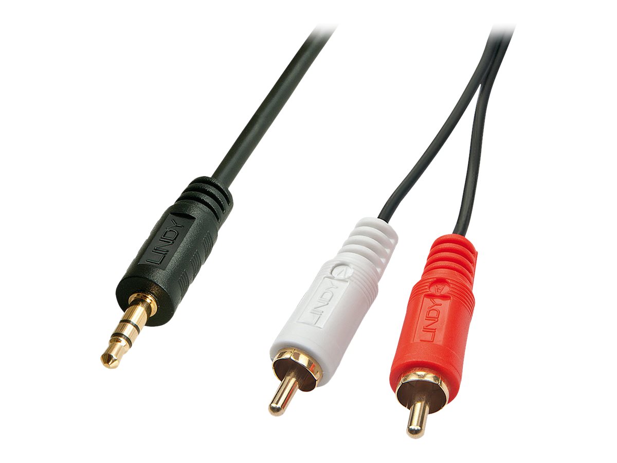Lindy Premium - Audiokabel - RCA x 2 männlich zu Stereo Mini-Klinkenstecker männlich - 1 m - Schwarz - geformt