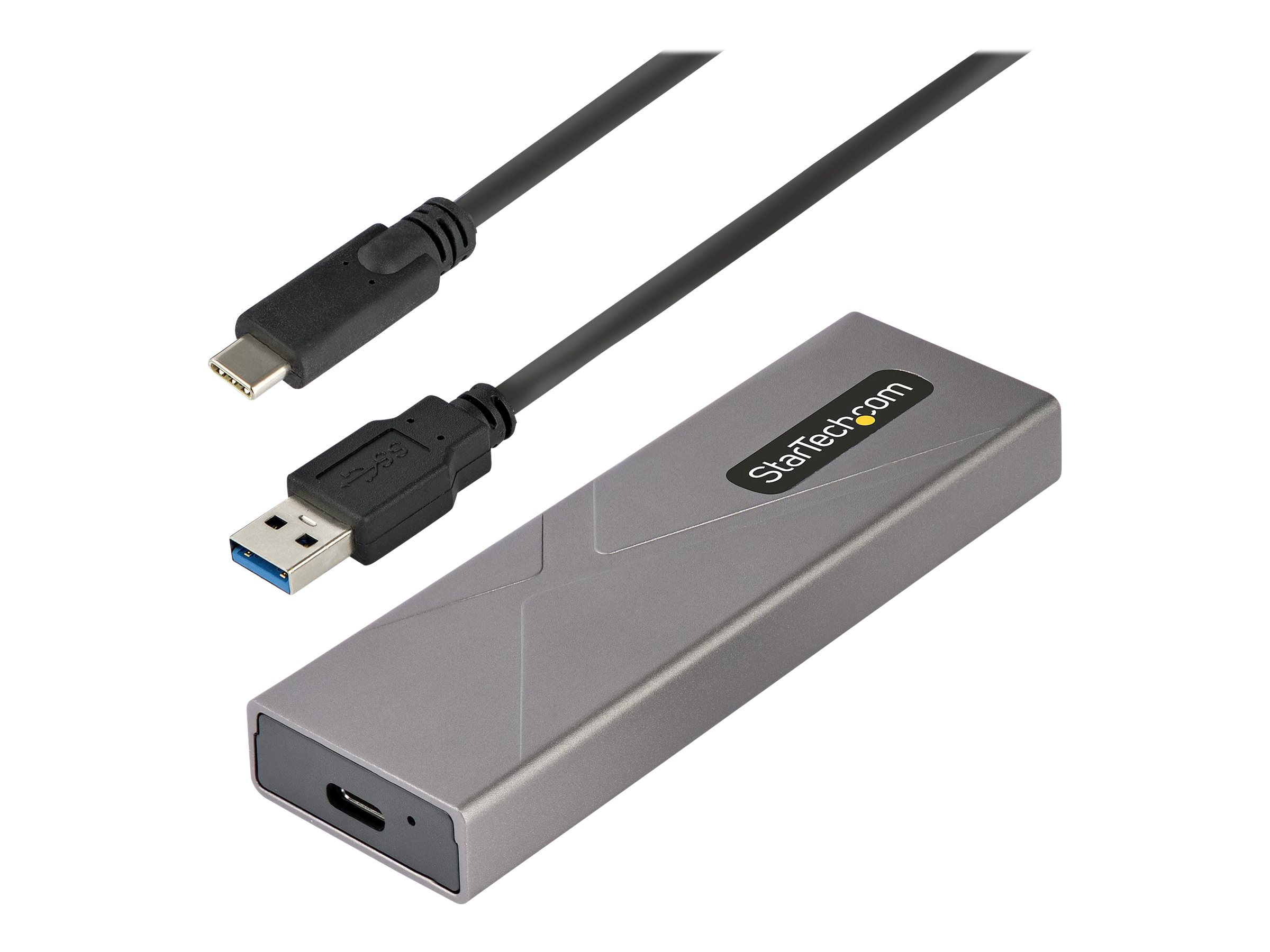 StarTech.com USB-C 10Gbps to M.2 NVMe or M.2 SATA SSD Enclosure, Tool-free M.2 PCIe/SATA NGFF SSD Enclosure, Portable Aluminum C